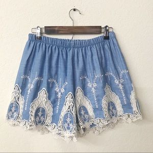 Now N Forever Blue/White Lace Shorts